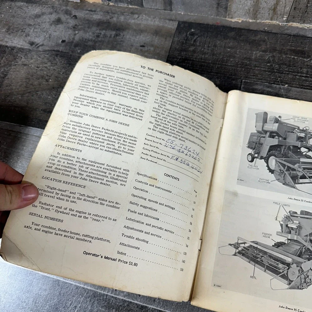Operator's Manual, John Deere 55, 95 and 105 Combines, OM-H665416, Paperback
